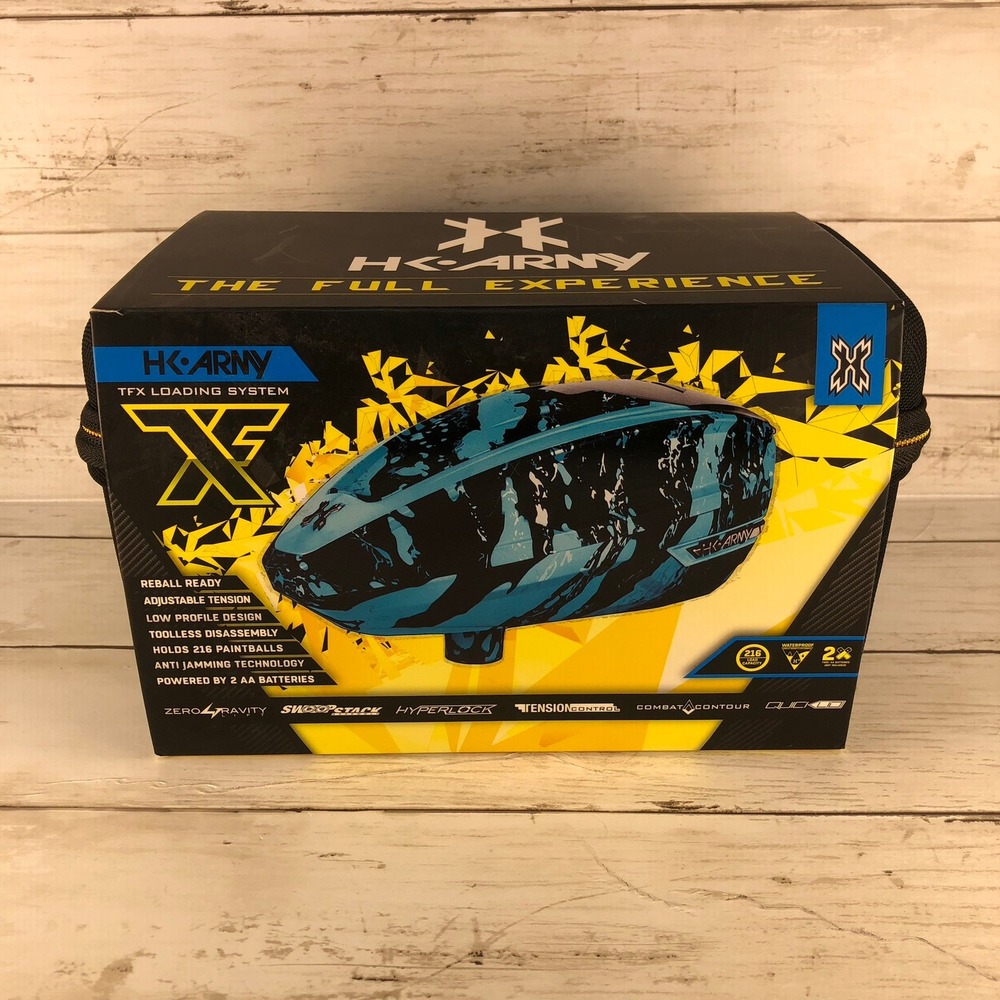 HK Army TFX Paintball Loader Loading System Blue Splash with EXO Case